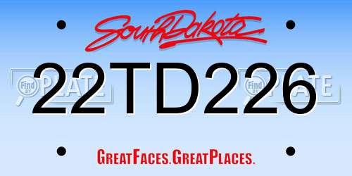 22TD226 South Dakota License Plate