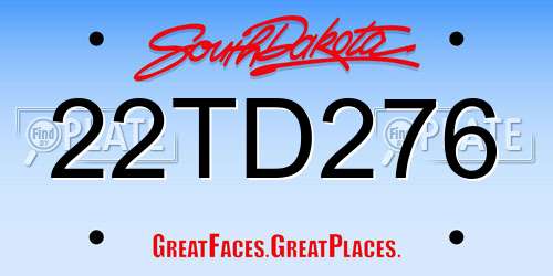 22TD276 South Dakota License Plate