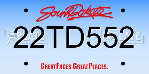 22TD552 South Dakota License Plate
