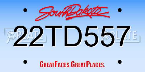 22TD557 South Dakota License Plate
