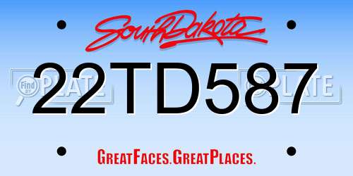 22TD587 South Dakota License Plate