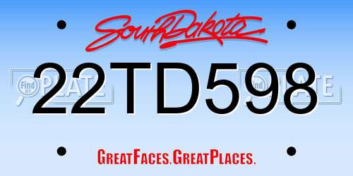 22TD598 South Dakota License Plate