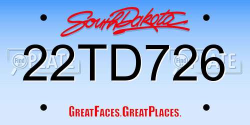 22TD726 South Dakota License Plate