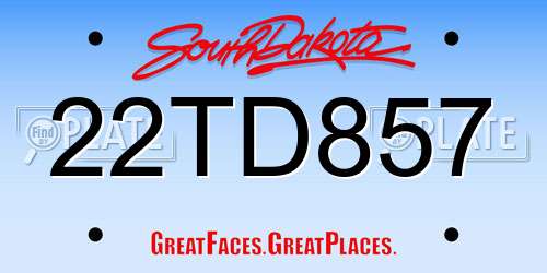 22TD857 South Dakota License Plate