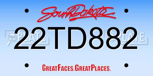22TD882 South Dakota License Plate