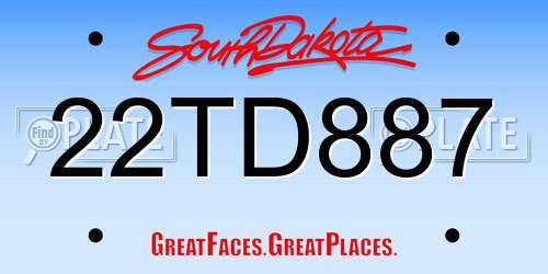 22TD887 South Dakota License Plate