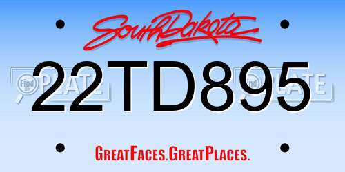 22TD895 South Dakota License Plate