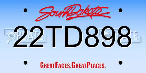 22TD898 South Dakota License Plate