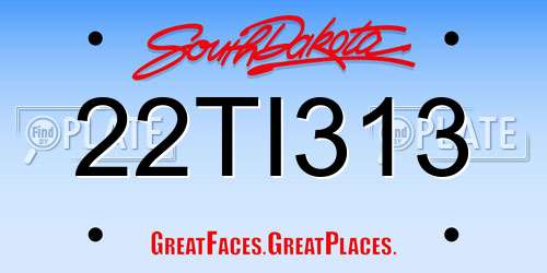 22TI313 South Dakota License Plate