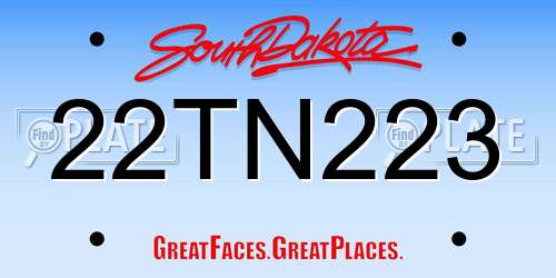 22TN223 South Dakota License Plate