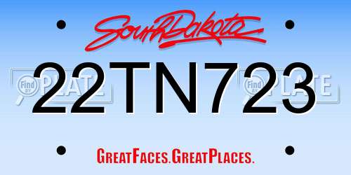 22TN723 South Dakota License Plate