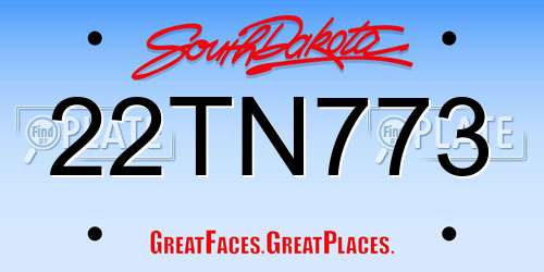 22TN773 South Dakota License Plate