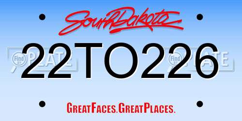 22TO226 South Dakota License Plate