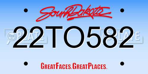 22TO582 South Dakota License Plate