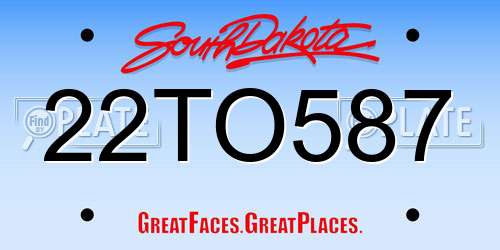 22TO587 South Dakota License Plate