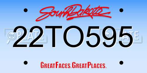 22TO595 South Dakota License Plate