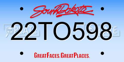 22TO598 South Dakota License Plate