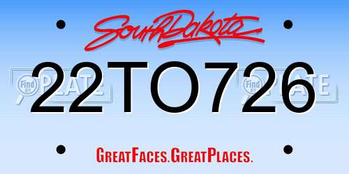 22TO726 South Dakota License Plate