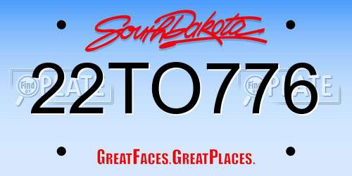 22TO776 South Dakota License Plate