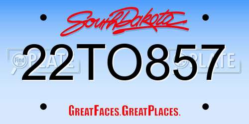 22TO857 South Dakota License Plate