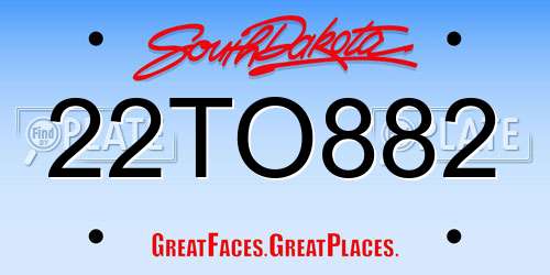 22TO882 South Dakota License Plate