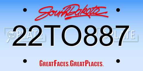 22TO887 South Dakota License Plate