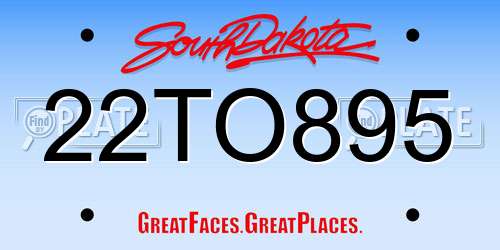 22TO895 South Dakota License Plate