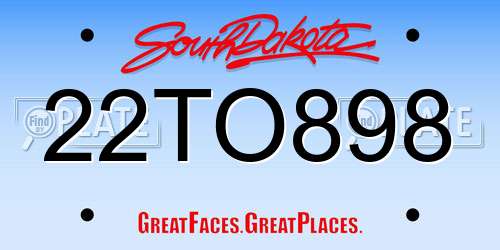 22TO898 South Dakota License Plate