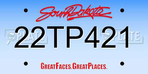 22TP421 South Dakota License Plate