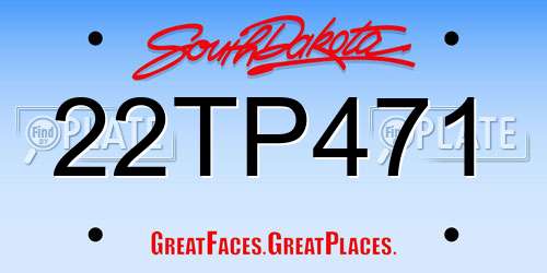 22TP471 South Dakota License Plate