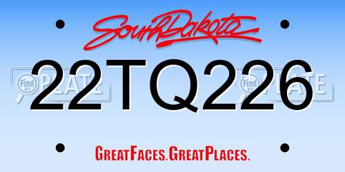 22TQ226 South Dakota License Plate