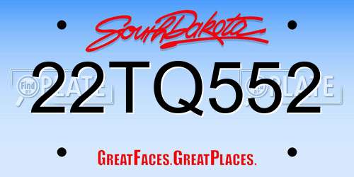 22TQ552 South Dakota License Plate