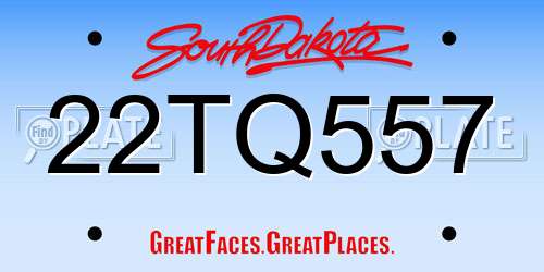 22TQ557 South Dakota License Plate