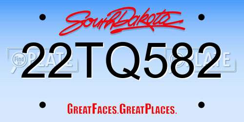 22TQ582 South Dakota License Plate