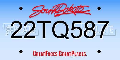 22TQ587 South Dakota License Plate