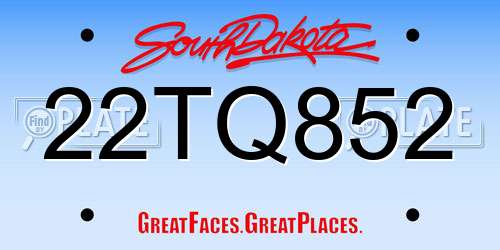 22TQ852 South Dakota License Plate