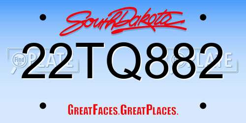 22TQ882 South Dakota License Plate