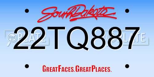 22TQ887 South Dakota License Plate