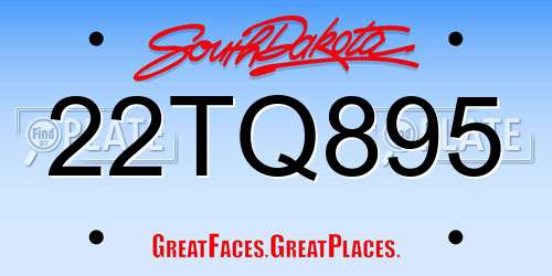 22TQ895 South Dakota License Plate
