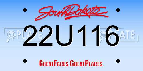 22U116 South Dakota License Plate