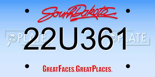 22U361 South Dakota License Plate