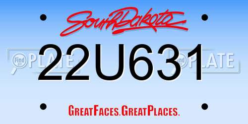 22U631 South Dakota License Plate