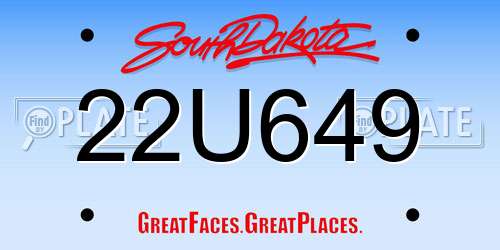 22U649 South Dakota License Plate