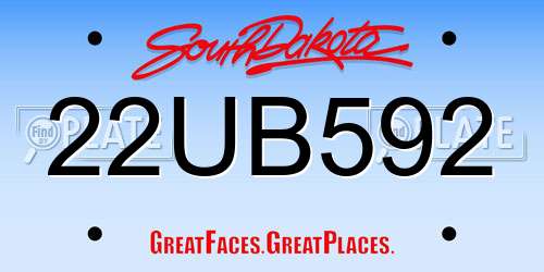 22UB592 South Dakota License Plate