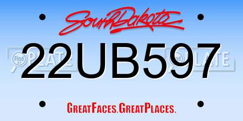 22UB597 South Dakota License Plate