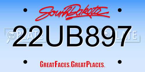 22UB897 South Dakota License Plate
