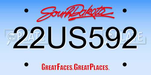 22US592 South Dakota License Plate