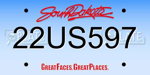 22US597 South Dakota License Plate
