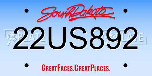 22US892 South Dakota License Plate