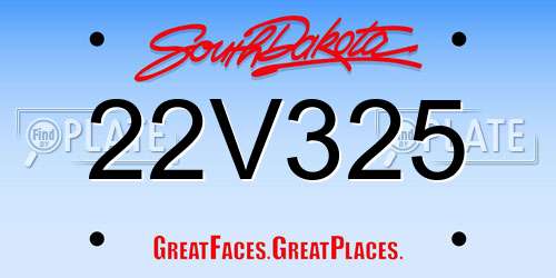 22V325 South Dakota License Plate